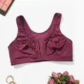 Elegant plus size burgundy seamless lace bra featuring front closure and wide straps - 3XL / Tops / Burgundy