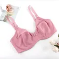 Detailed view of pink floral full cup bra with dainty bow and thin cup design - 44E/100E / Tops / Pink