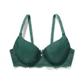 Elegante sujetador push-up de encaje verde oscuro con tirantes ajustables y aro - 36/80B / Tops / Verde