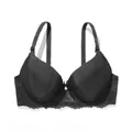 Elegante sujetador push-up negro con ribete de encaje y tirantes desmontables - 36/80B / Tops / Negro