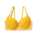 Sujetador push-up de encaje amarillo con copas acolchadas y tirantes desmontables cómodos. - 36/80B / Tops / Amarillo