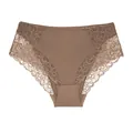 High-waist brown lace briefs featuring delicate floral patterns and breathable fabric - 0XL / Bottoms / Khaki
