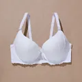 Elegante sujetador push-up de encaje blanco con tirantes florales extraíbles y aro. - 36/80B / Tops / Blanco