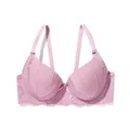 Sweet pink lace push-up bra with detachable straps and elegant center bow detail - Pink