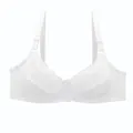 Plus size white floral lace bra featuring a full cup design with underwire support - 38/85D / Tops / White
