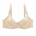 Elegant beige full cup lace bra with delicate floral trim and comfortable underwire support - 38/85D / Tops / Beige