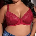Elegant plus size red lace bra featuring full coverage cups and supportive underwire - 40/90 / Tops / E Cup / Red