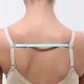 Adjustable elastic non-slip bra strap holder in light blue shown on back - One Size / Light Green