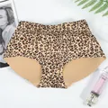 Women's sexy leopard print high waisted seamless butt-lifting padded control panties - S / Mid Waist