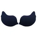 Black angel wing shaped silicone adhesive bra with a transparent front buckle clasp - Letter A / Tops / Black