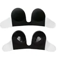 Naadloze zwarte onzichtbare strapless diepe U-beha met zijvleugels van silicone - Letter A / Zwart