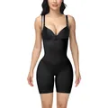 High-waist seamless bodysuit shapewear in black for effective tummy control and lifting. - XL / Top And Bottom / Black