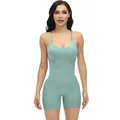 Seamless mint green high-stretch bodysuit shaper designed for postpartum waist slimming. - S / Top And Bottom / Green