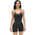 Black seamless high-waisted bodysuit shapewear with adjustable straps for women - S / Top And Bottom / Black