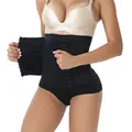 Professional high waist tummy control shaper panties in black featuring multi-row hook closures - M / Bottoms / Black