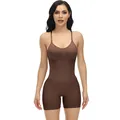 Seamless high-stretch slimming shapewear bodysuit in coffee brown for tummy control - Coffee