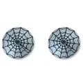 Runde silberne Glitzer-Nippel-Cover mit schwarzem Spinnennetz-Design für Halloween - 1 Paar Packung / Spinnennetz-Stil (RNC-144)