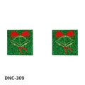Sexy grüne Glitzer-Nippel-Cover für Weihnachten mit roter Schleife und Glocken - 1 Paar Packung / Glocken-Stil (DNC-309)