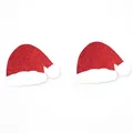 Süße rote Glitzer-Weihnachtsmützen-Brustaufkleber für festliche Anlässe - 1 Paar Packung / Weihnachtsmütze-Stil (DNC-238)