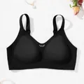 Comfortable seamless ice silk bra in black with wide adjustable straps and cooling design - XS / Tops / Black