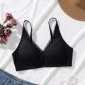 Seamless black lace bra with soft jelly support for a natural fit - S / Tops / Black