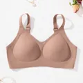 Naadloze ijszijde beha zonder beugel in huidskleur met verstelbare bandjes voor comfort - XS / Tops / koffiekleur