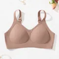 Seamless ice silk wireless bra in nude color with adjustable straps for comfort - XS / Tops / Coffee