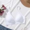 Elegant white seamless lace bra with jelly gel support for a minimalist comfortable fit - S / Tops / White