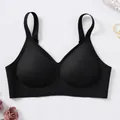 Seamless black bra with jelly strip support and comfortable wide straps - XS / Tops / Black