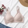 Elegant nude pink seamless minimizer bra with delicate lace trim and soft jelly support - S / Tops / Apricot