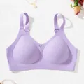 Seamless ice silk wireless bra in soft purple macaron color for comfortable daily wear - Pale Purple