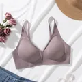 Mauve seamless jelly support bra with delicate lace trim for a comfort fit and slim look - S / Tops / Brown