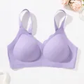 Comodo reggiseno senza cuciture viola chiaro con bordi festonati per donna - Lavanda