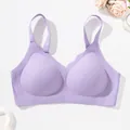 Comfortable seamless soft support bra in light purple with scalloped edges for women - Pale Purple