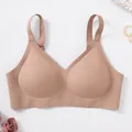 Elegante naadloze huidkleurige beha zonder beugel met ondersteunende gelstrip voor comfort - XS / Tops / koffiekleur