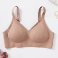 Elegant nude seamless wireless bra with supportive jelly strip technology for everyday comfort - XS / Tops / Coffee