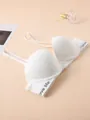 Elegant white push-up bra featuring a 'Love life' lettered elastic band for a modern look - 70B / Tops / White