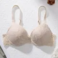 Elegant beige lace push-up bra with breathable material and floral background accents - 70B / Tops / Nude