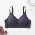 Seamless dark purple bra with jelly strip support and comfortable stretch for women - Dark Gray