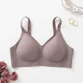 Sophisticated mauve seamless wireless bra with jelly-strip support and wide straps - Medium Coffee