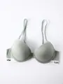Sage green seamless underwire push-up bra with white letter-print elastic band - 70B / Tops / Green