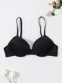 Elegant black sparkly French style bra with glitter finish and delicate thin straps - Black