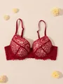 Eleganter roter Push-up-BH aus floraler Spitze mit verstellbaren Trägern und Stützeffekt - 70A / Oberteile / Rot