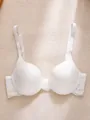 Elegant white lace push-up bra featuring a vertical striped texture and adjustable straps - 70B / Tops / White