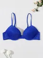 French style sexy shimmering bra in royal blue with sparkling texture for fashion wear - Blue