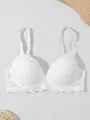 Elegant white floral lace push-up bra featuring underwire support and adjustable straps - 70B / Tops / White