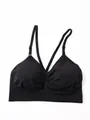 Black seamless padded sports bra with wire-free comfort for yoga - S / Tops / Black
