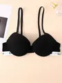 Seamless black push-up bra with underwire and white elastic lettered bottom band - 70B / Tops / Black