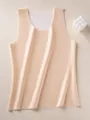 Close-up view of a beige seamless thermal vest featuring a soft fleece lining for extra warmth - S / Tops / Nude