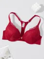 Sexy red lace bra featuring convenient front-closure and elegant Y-shaped back design - 70C / Tops / Red